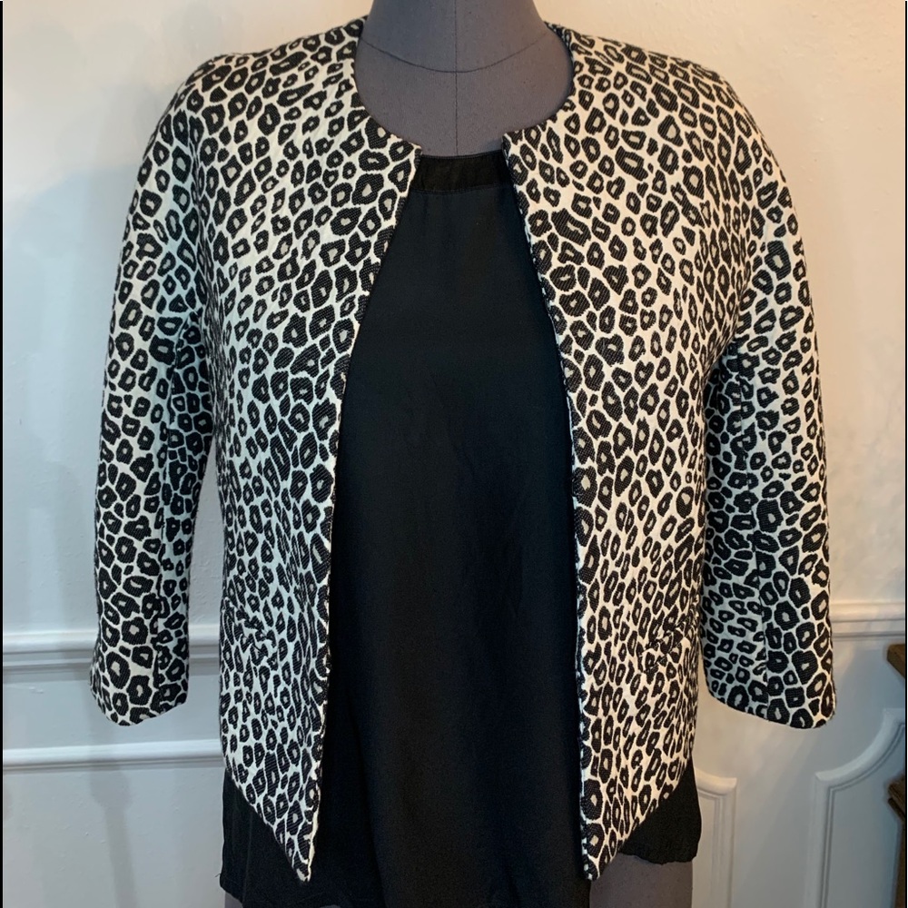 Leopard Print 3/4 Sleeve Blazer